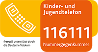 Logo und Telefonnummer Nummer gegen Kummer